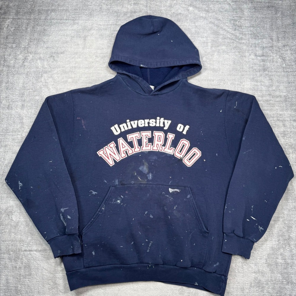 University of Waterloo Sweatshirt Mens XL Blue Vintage Distressed Tiger Brand